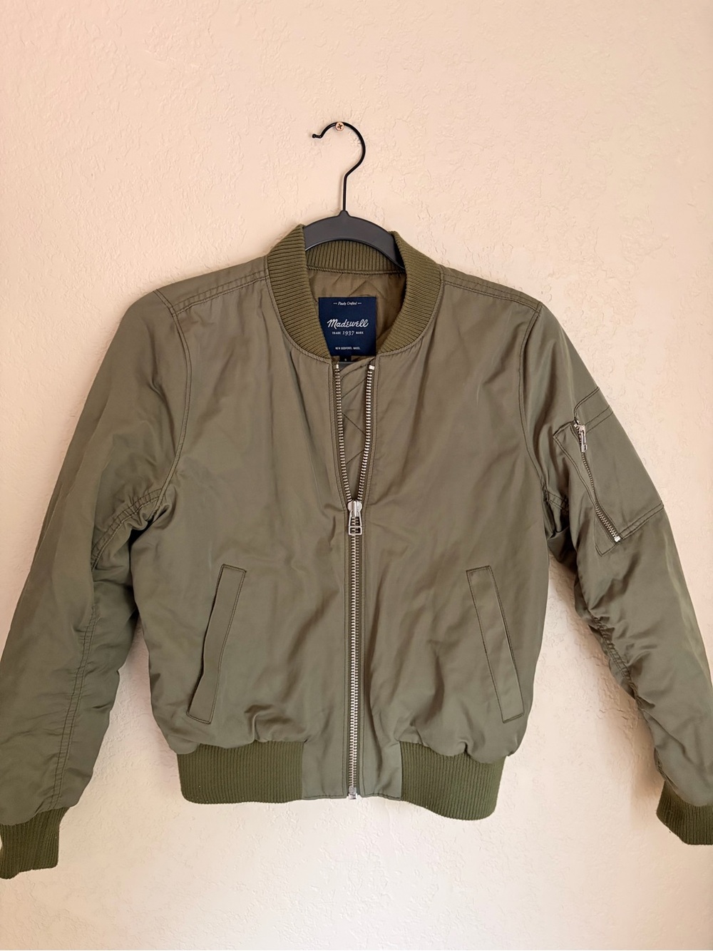 Madewell Green Military-Style Bomber Jacket